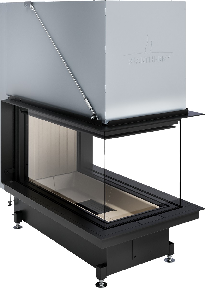 Spartherm Premium A-U-90h Ενεργειακό τζάκι τριών όψεων Room Divided με συρόμενη πόρτα